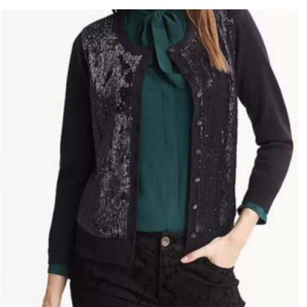 NWT - Banana Republic L'Wren Scott Collection, Navy blue Sequin Cardigan, size M